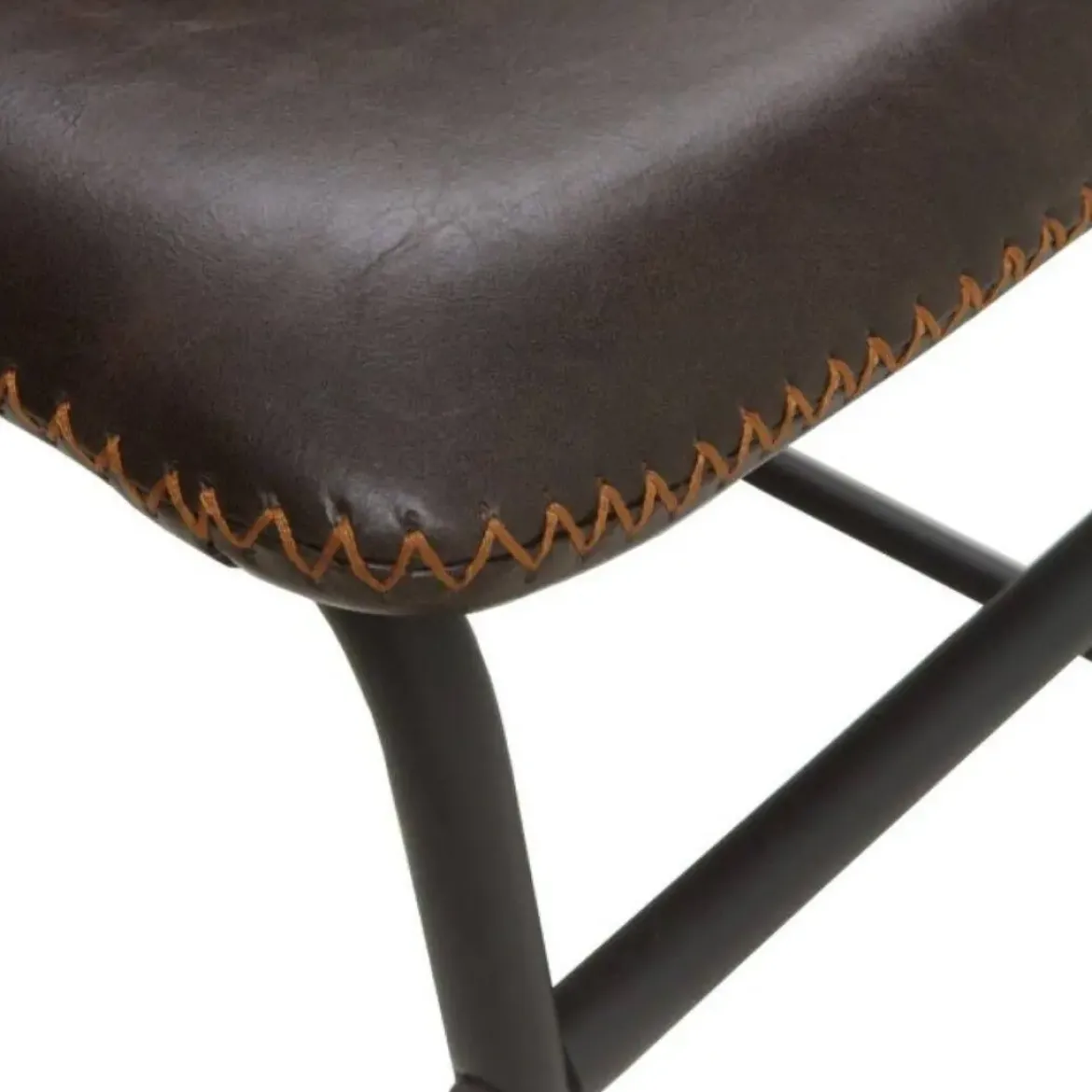 Silla tapizada en marrón con base de metal negra GABAR 10753/1
