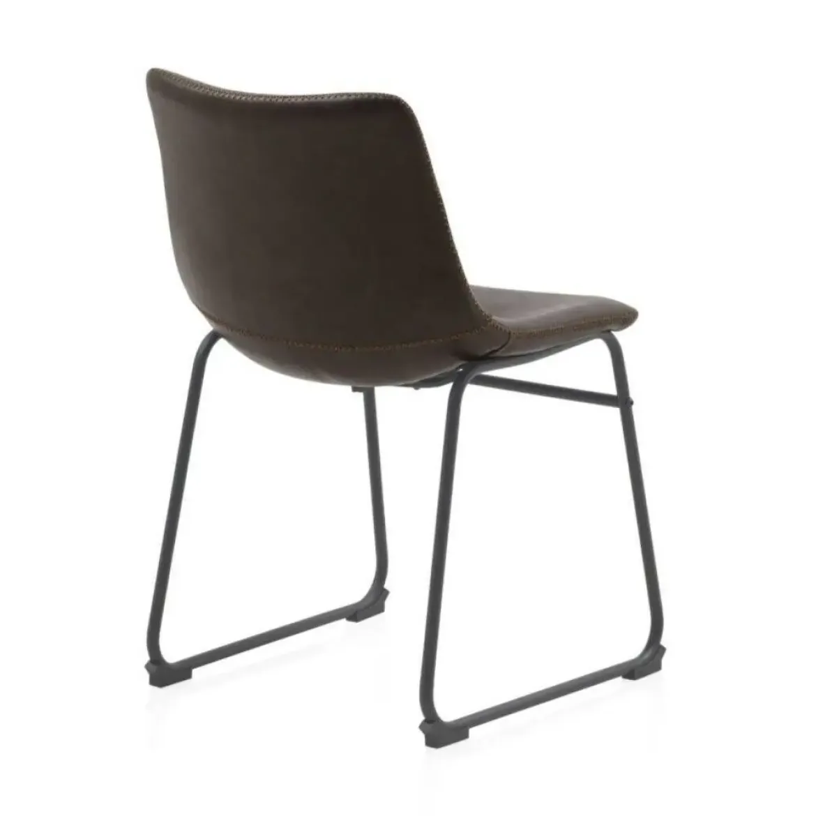 Silla tapizada en marrón con base de metal negra GABAR 10753/1