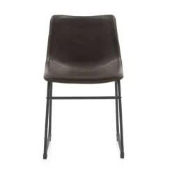 Silla tapizada en marrón con base de metal negra GABAR 10753/1