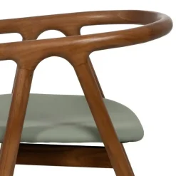 Silla Verde-Marrón con Asiento en Símil Piel y Estructura de Olmo 47 cm 613757