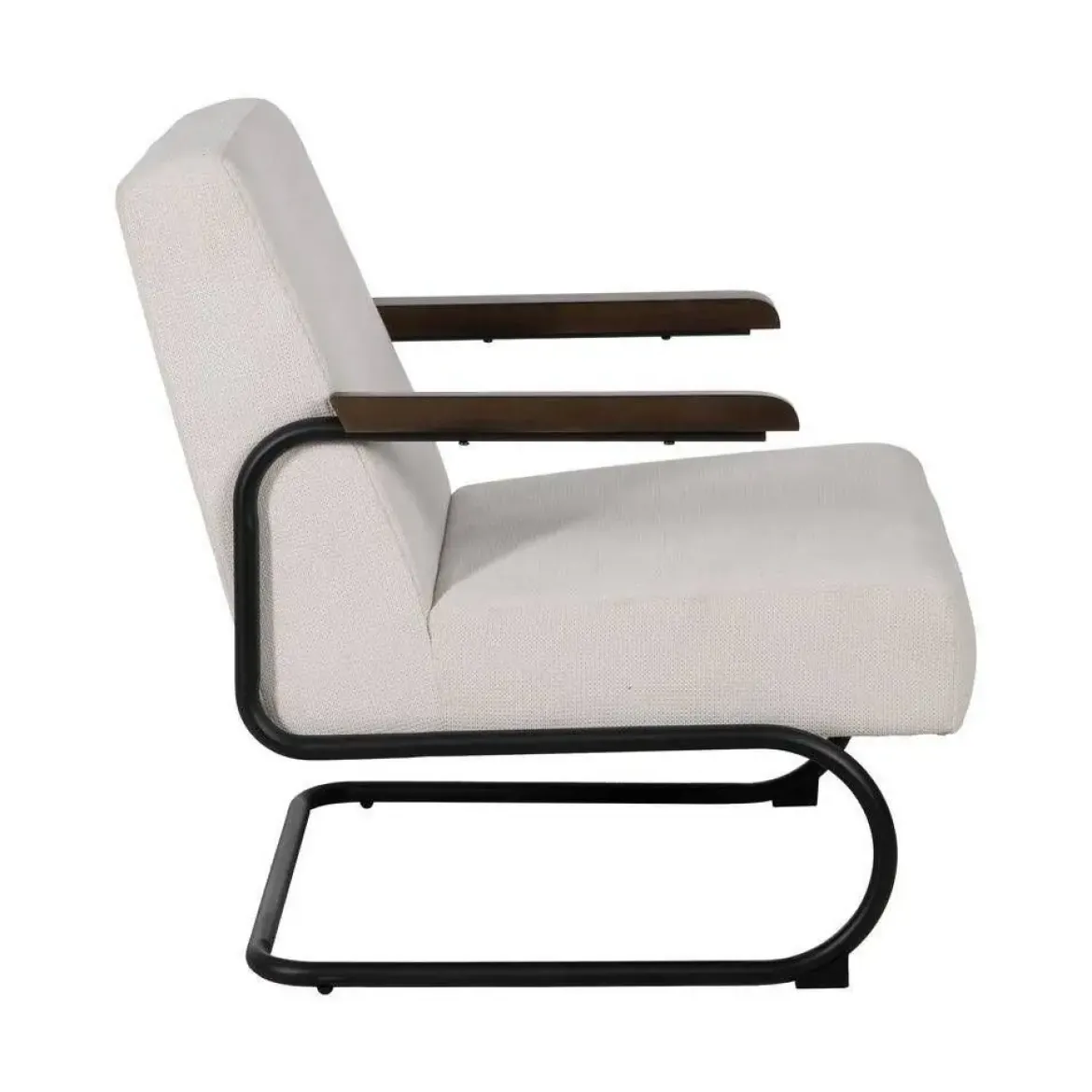 Sillón Beige con Patas de Hierro Negro y Asiento Acolchado 613466