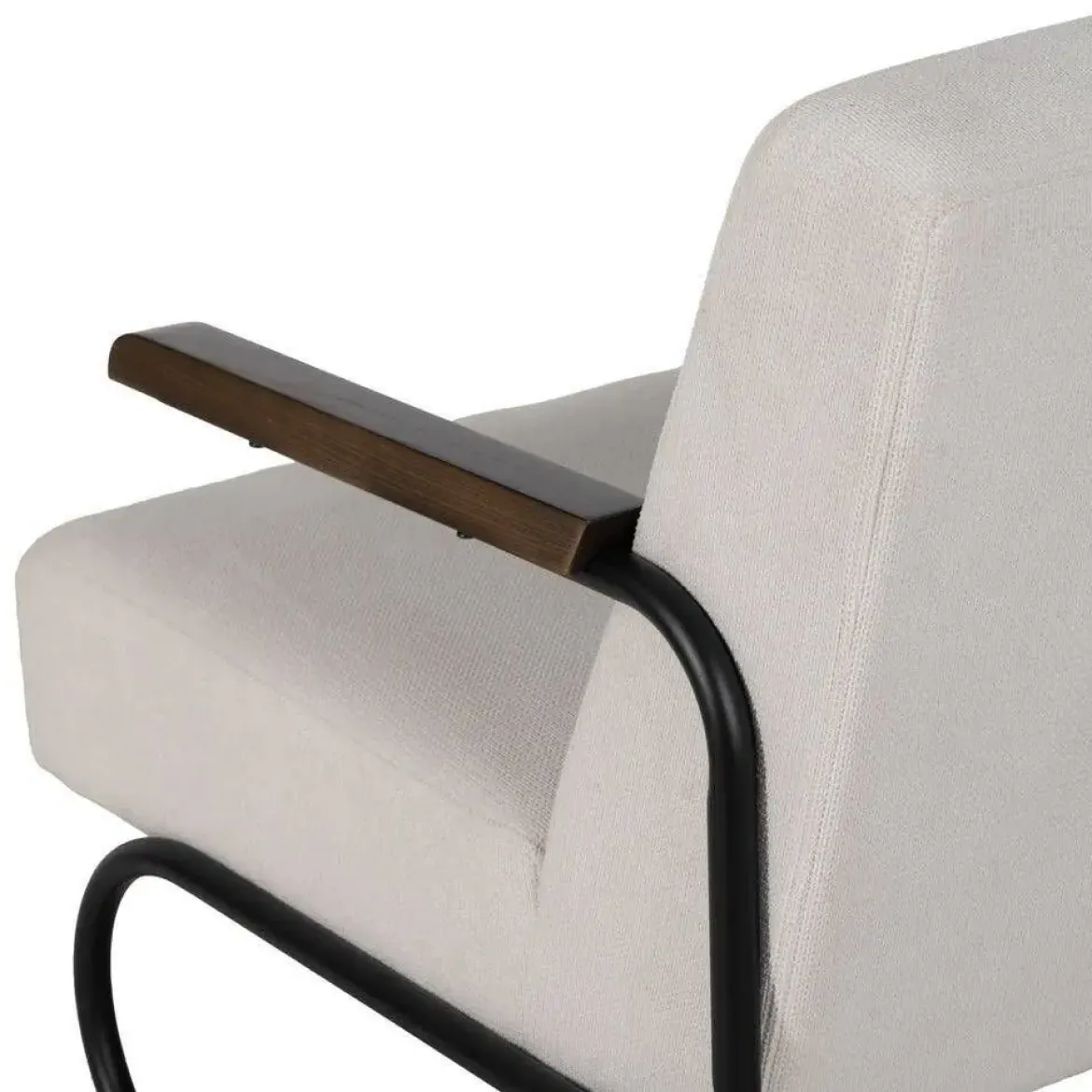Sillón Beige con Patas de Hierro Negro y Asiento Acolchado 613466