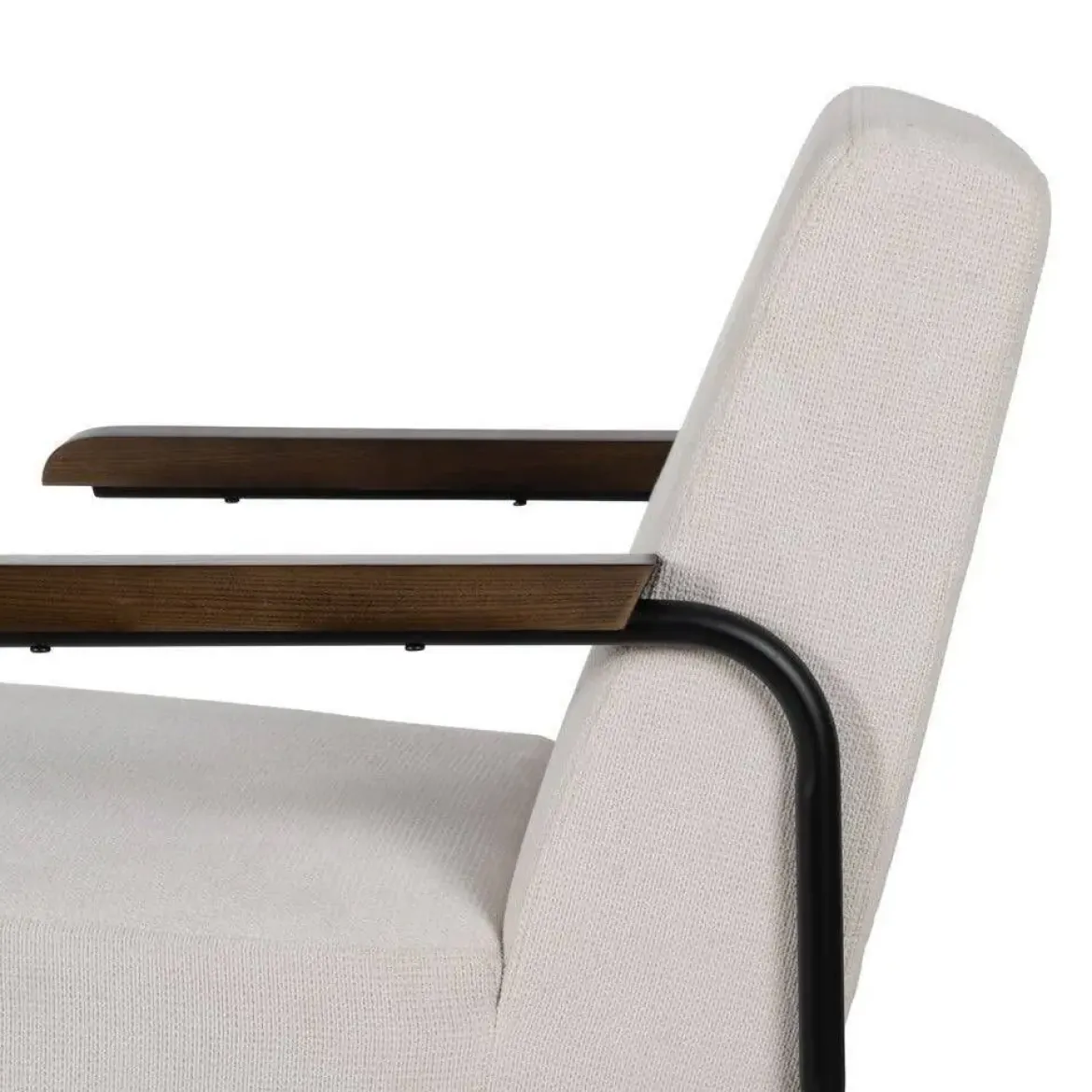 Sillón Beige con Patas de Hierro Negro y Asiento Acolchado 613466