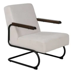 Sillón Beige con Patas de Hierro Negro y Asiento Acolchado 613466