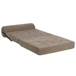 Sillón Cama Beige de Tejido Suave y Estructura de Madera 613617
