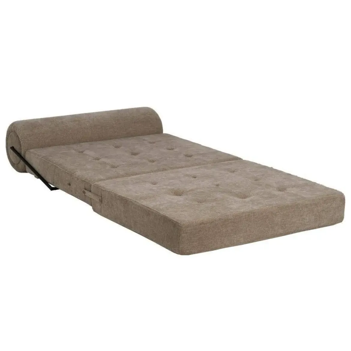 Sillón Cama Beige de Tejido Suave y Estructura de Madera 613617
