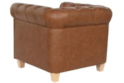 Sillón Chesterfield Estructura Tapizada en Simil Piel Marrón MB-210591