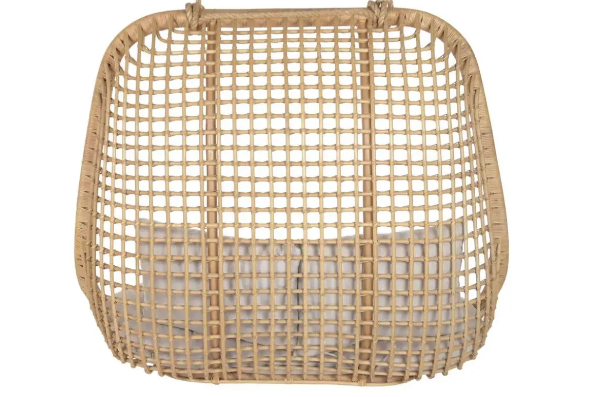 Sillón Colgante de Ratán Natural con Tapizado en Poliéster MB-221975