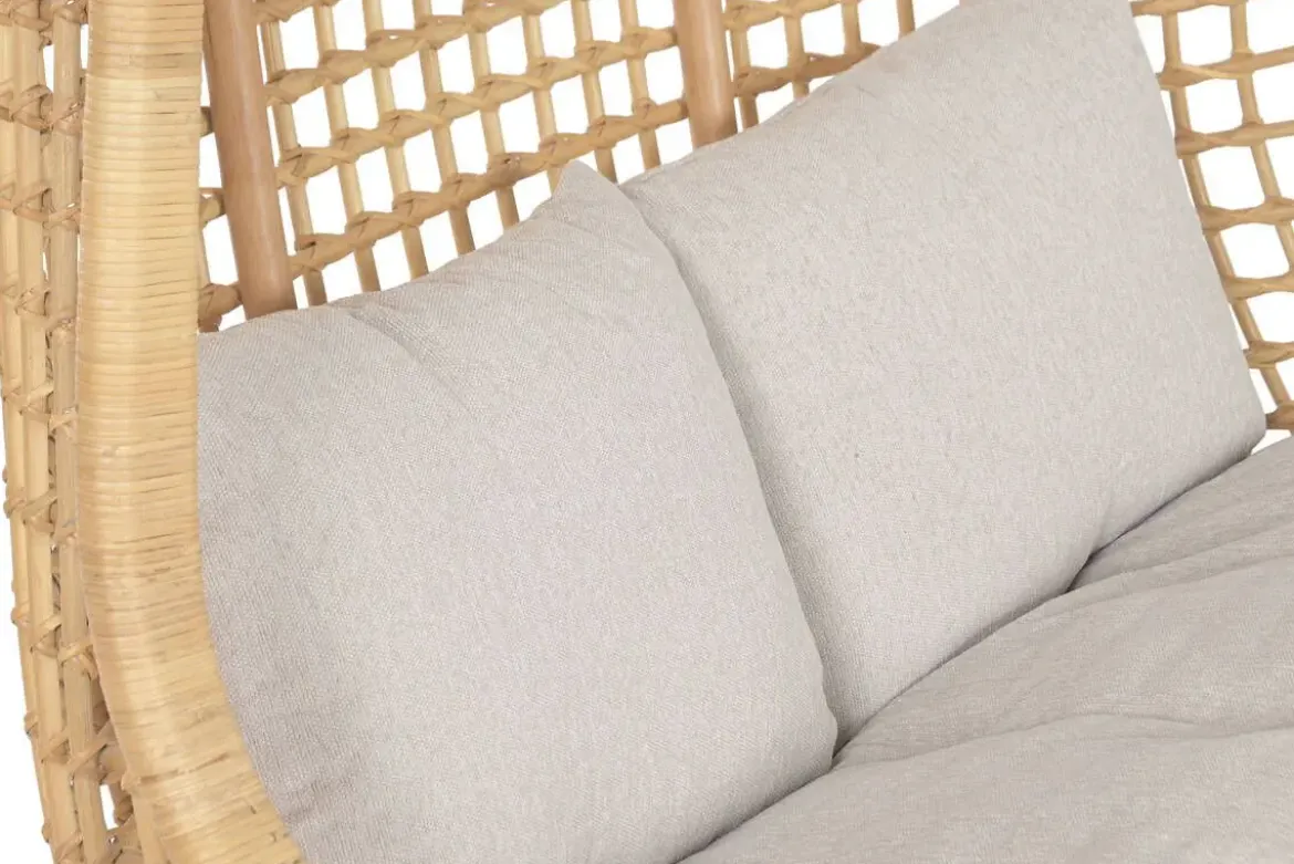 Sillón Colgante de Ratán Natural con Tapizado en Poliéster MB-221975