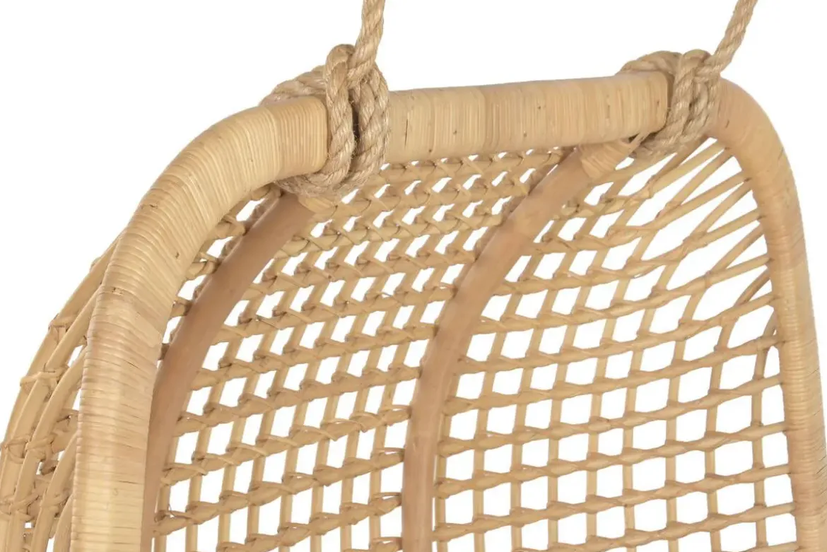 Sillón Colgante de Ratán Natural con Tapizado en Poliéster MB-221975