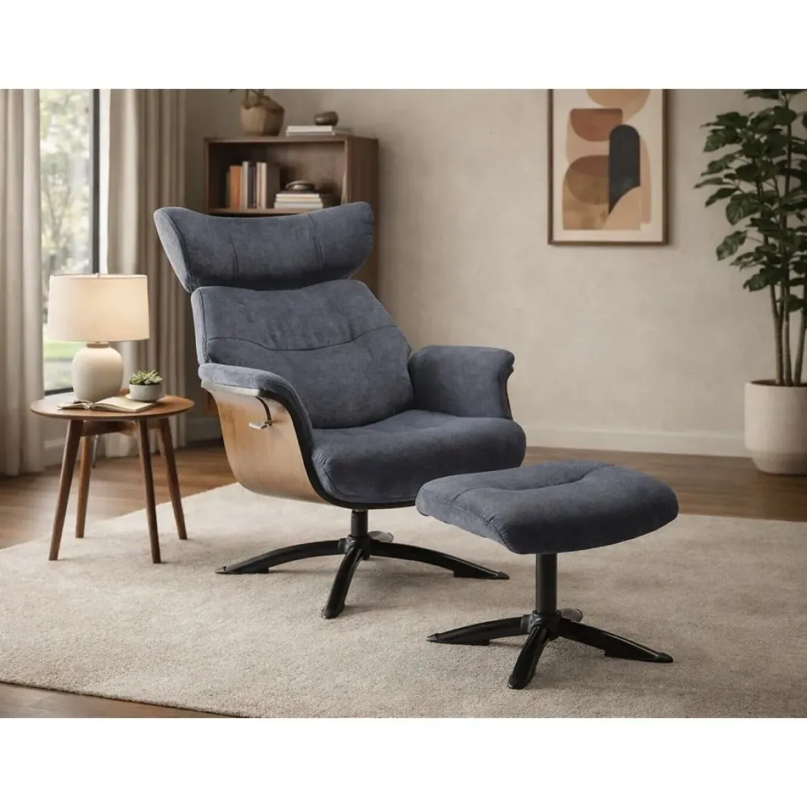 Sillón con Mecanismo Reclinable y Puff OSAKA