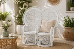 Sillón de Jardín de Ratán Blanco 2 Plazas MB-207721