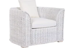 Sillón de Jardín en Ratán Blanco Decapé con Cojín MB-224101