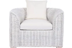 Sillón de Jardín en Ratán Blanco Decapé con Cojín MB-224101