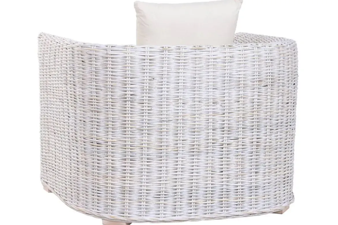 Sillón de Jardín en Ratán Blanco Decapé con Cojín MB-224101