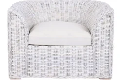 Sillón de Jardín en Ratán Blanco Decapé con Cojín MB-224101