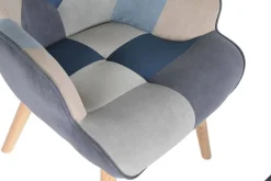 Sillón de Lectura Patchwork con Reposapiés en Lino MB-205533