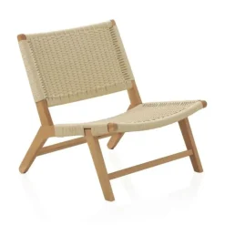 Sillón de madera de haya con acabado natural y asiento y respaldo trenzados GABAR 10874