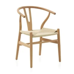 Sillón de Madera de Haya con Acabado Natural y Asiento Trenzado GABAR 10870/1