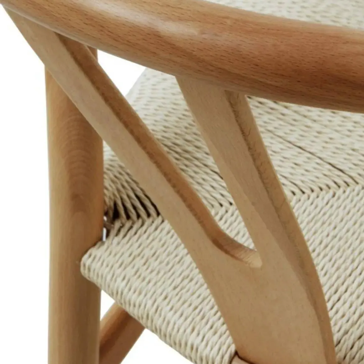 Sillón de Madera de Haya con Acabado Natural y Asiento Trenzado GABAR 10870/1