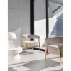 Sillón de Madera de Roble Natural Tapizado en Chenilla Blanca GABAR 11685