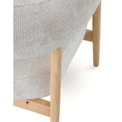 Sillón de Madera de Roble Natural Tapizado en Chenilla Blanca GABAR 11685