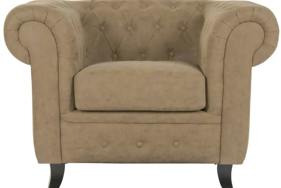 Sillón de Madera Tapizado en PU Marrón MB-223057