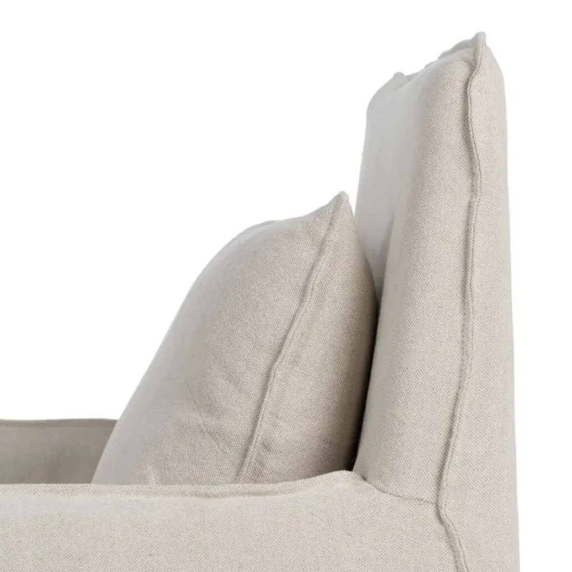 Sillón de Madera Tapizado en Tela Crema 611754