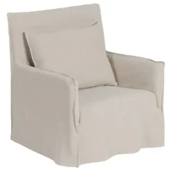 Sillón de Madera Tapizado en Tela Crema 611754