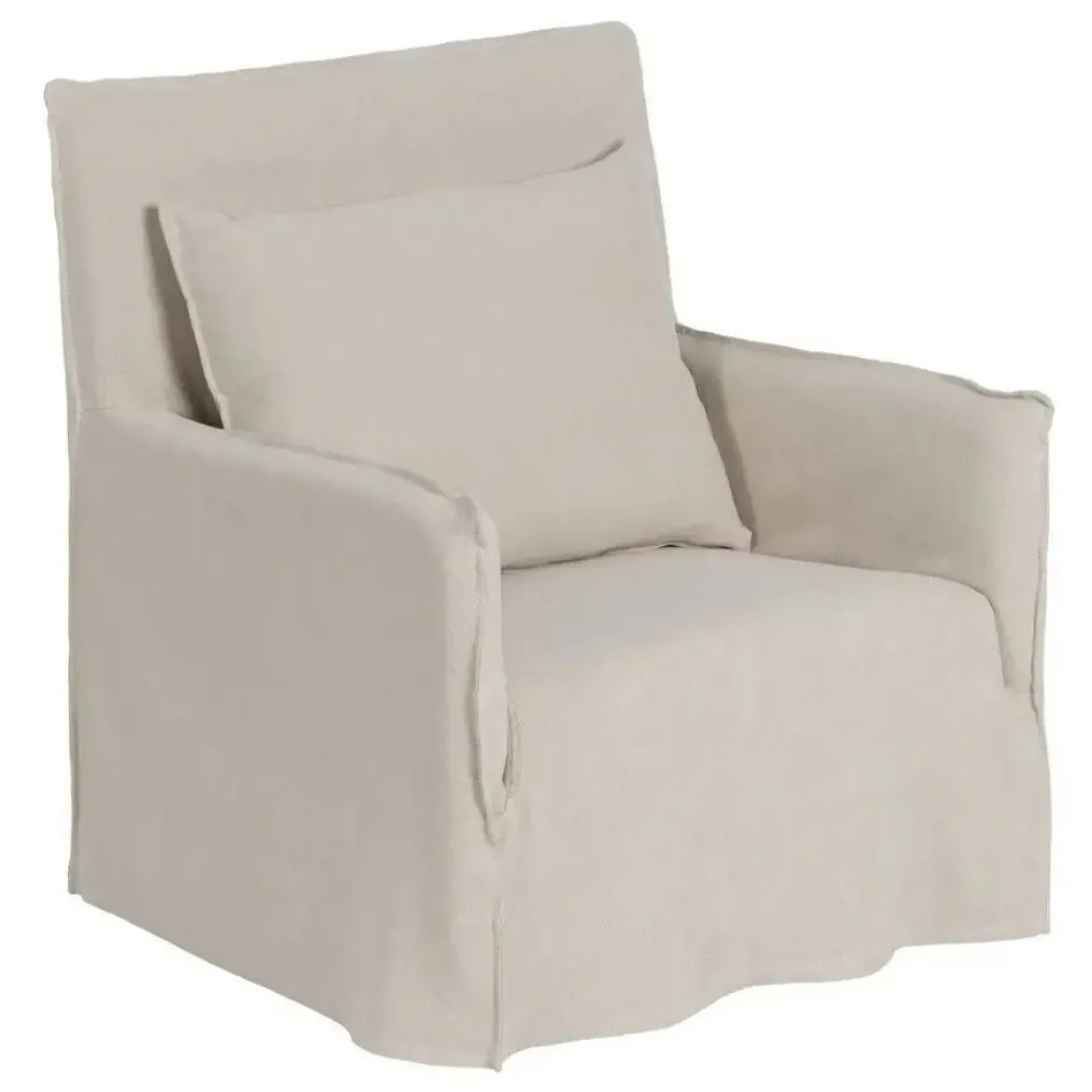 Sillón de Madera Tapizado en Tela Crema 611754