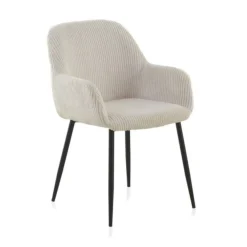 Sillón de pana blanca con patas de metal negras GABAR 11060/1