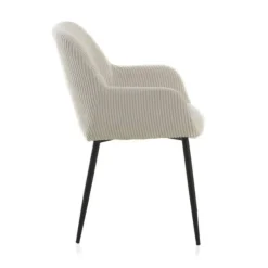 Sillón de pana blanca con patas de metal negras GABAR 11060/1