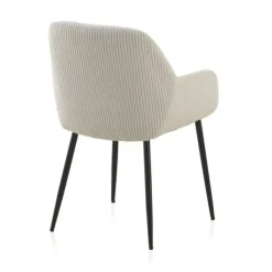 Sillón de pana blanca con patas de metal negras GABAR 11060/1