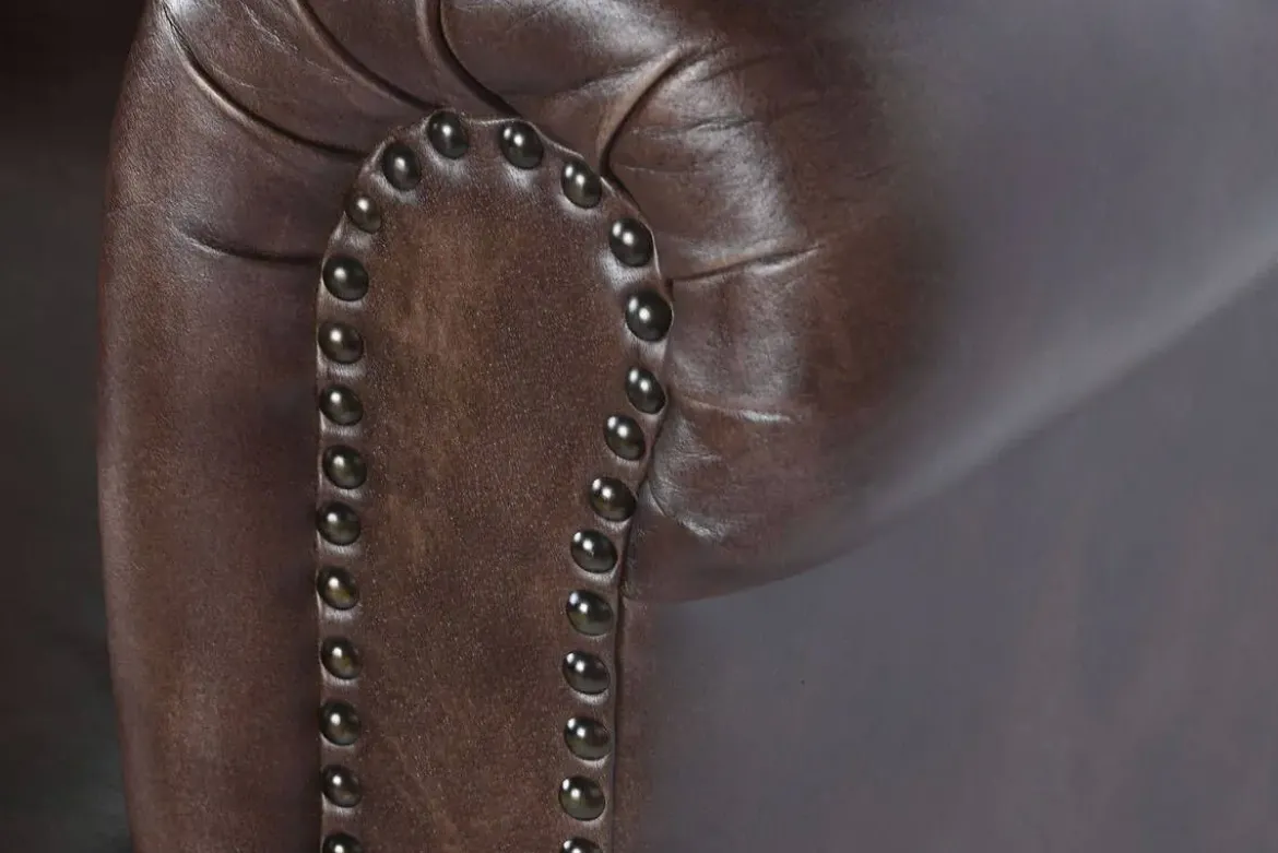 Sillón de Piel Clásico Chester Marrón Oscuro MB-208646