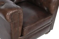 Sillón de Piel Clásico Chester Marrón Oscuro MB-208646