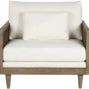 Sillón de Ratán Marrón con Asiento Tapizado en Poliéster MB-211720