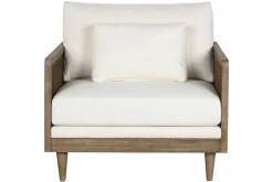 Sillón de Ratán Marrón con Asiento Tapizado en Poliéster MB-211720