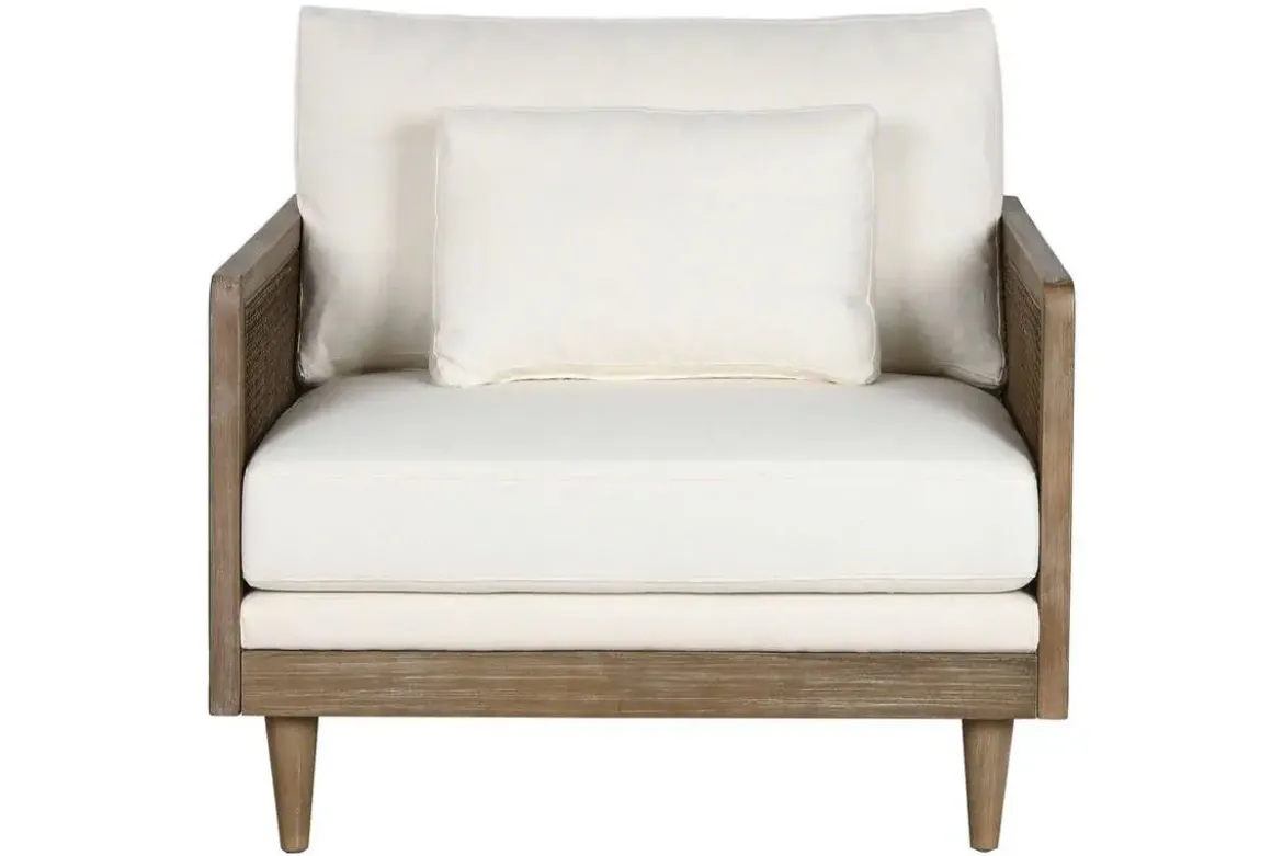Sillón de Ratán Marrón con Asiento Tapizado en Poliéster MB-211720