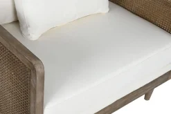 Sillón de Ratán Marrón con Asiento Tapizado en Poliéster MB-211720