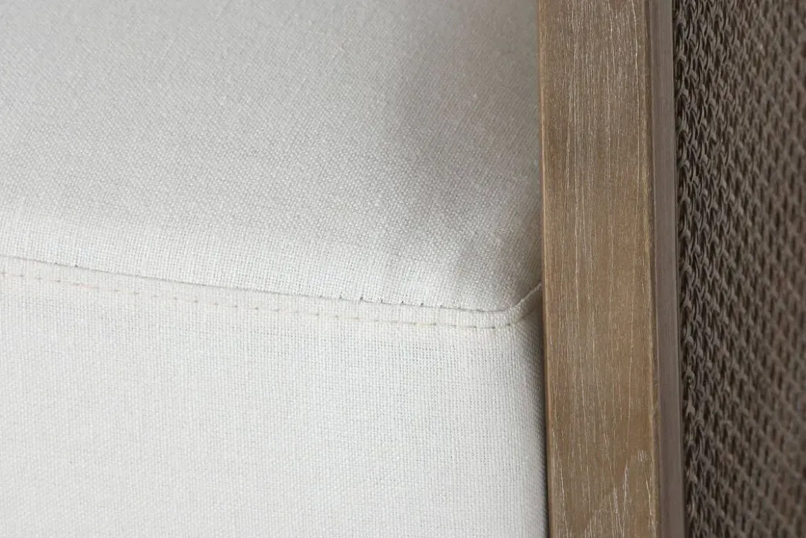Sillón de Ratán Marrón con Asiento Tapizado en Poliéster MB-211720