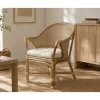 Sillón de Ratán Natural con Cojín de Algodón MB-207723