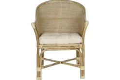 Sillón de Ratán Natural con Cojín de Algodón MB-207723