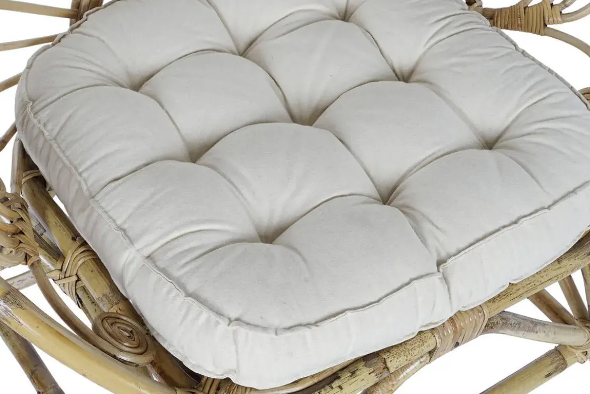 Sillón de Ratán Natural con Cojín de Algodón MB-207722
