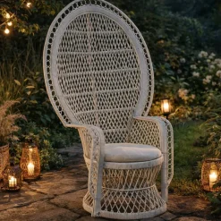 Sillón de ratán natural EMMANUELE color blanco MB 170988