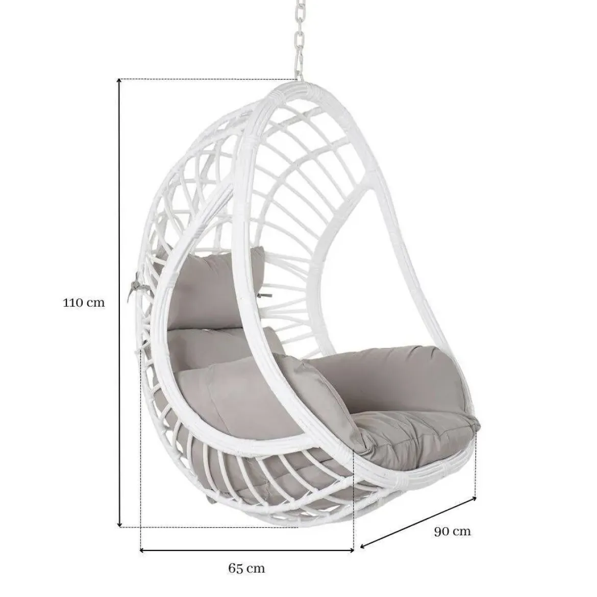 Sillón de Ratán Sintético Colgante sin Soporte color Blanco MB-190169