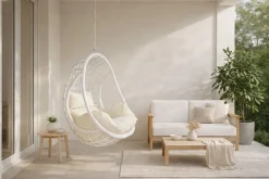 Sillón de Ratán Sintético Colgante Color Blanco MB-200842