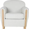 Sillón de Salón Tapizado en Bouclé Blanco con Estructura de Madera MB-217365