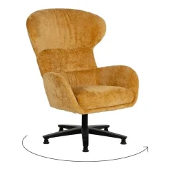Sillón Giratorio Mostaza con Base Metálica y Tapizado Suave 612621