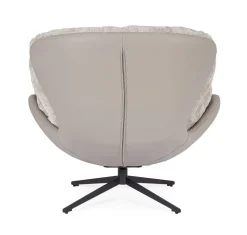Sillón Giratorio Tapizado en Tela y Cuero Sintético Gris Oscuro y Vsion ADINDA 0732240