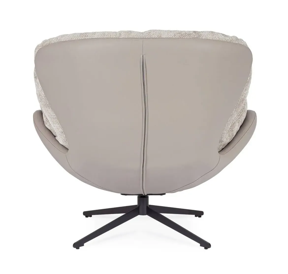 Sillón Giratorio Tapizado en Tela y Cuero Sintético Gris Oscuro y Vsion ADINDA 0732240